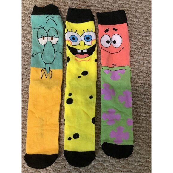 SpongeBob SquarePants Patrick 3 Pair Mens Crew Socks Shoe Size 6-12 NEW - Picture 2 of 5